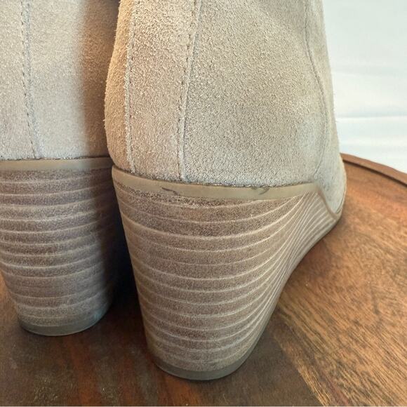 TOMS Women’s Hyde Sand Suede Lace Up Wedge Booties Ankle Boots Size 8.5 Tan - Picture 6 of 9